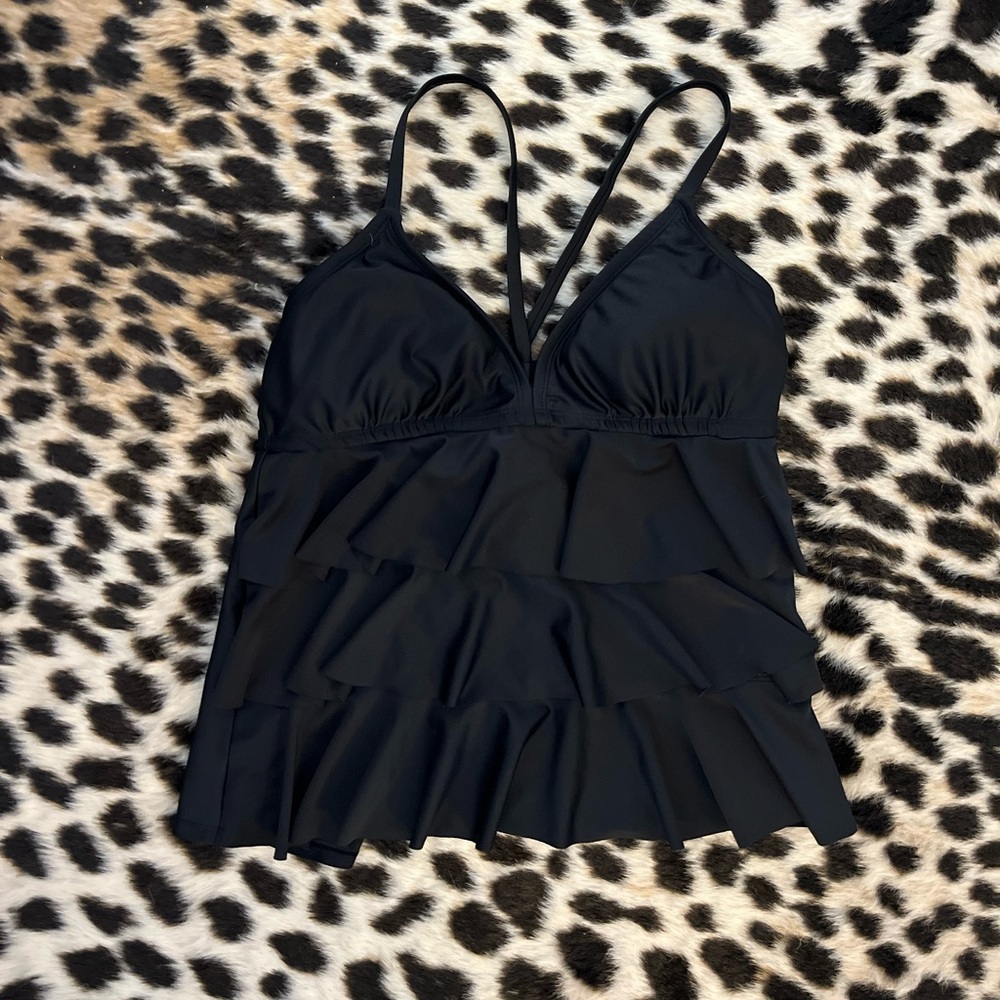 Black ruffle top